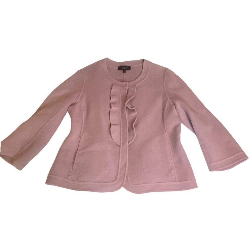 Talbots Size 10 Lilac Wool Blend Ruffle Front Jacket with pockets